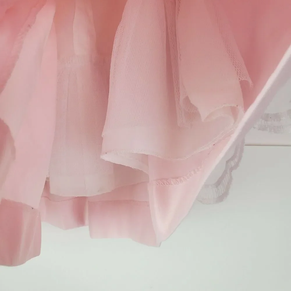 Cinderella Baby Girl Pink Lace Dress Size 18M Tulle Trim Pearl Flower Sleeveless